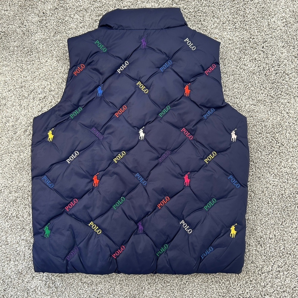Polo Ralph Lauren Kids Down Puffer Vest Size 6 All Over Logo Kids Outerwear EUC - Picture 4 of 9